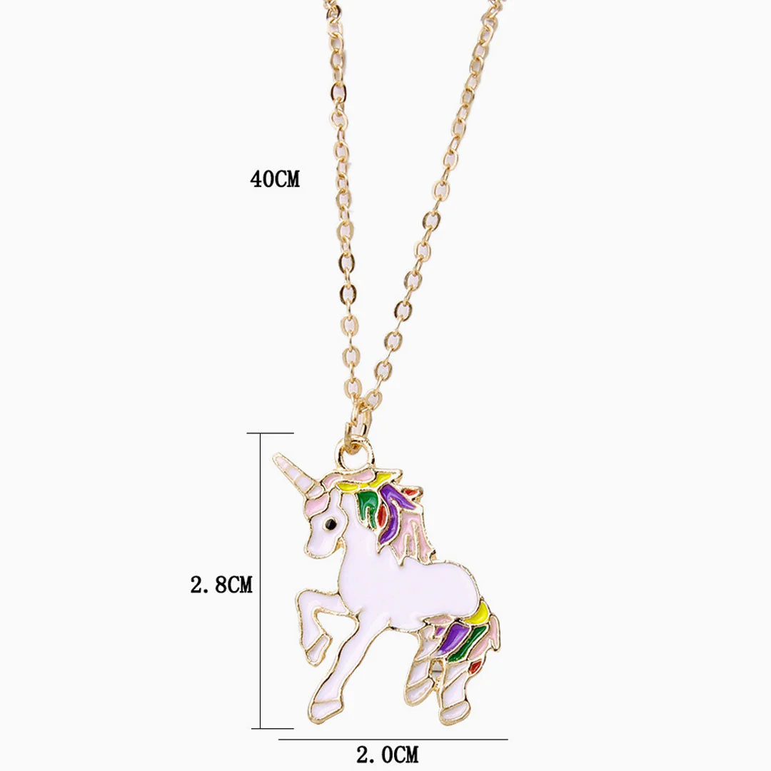 Trim Fly Back Childhood Unicorn Gold Plated Pendant Necklace - Gold - Image 3