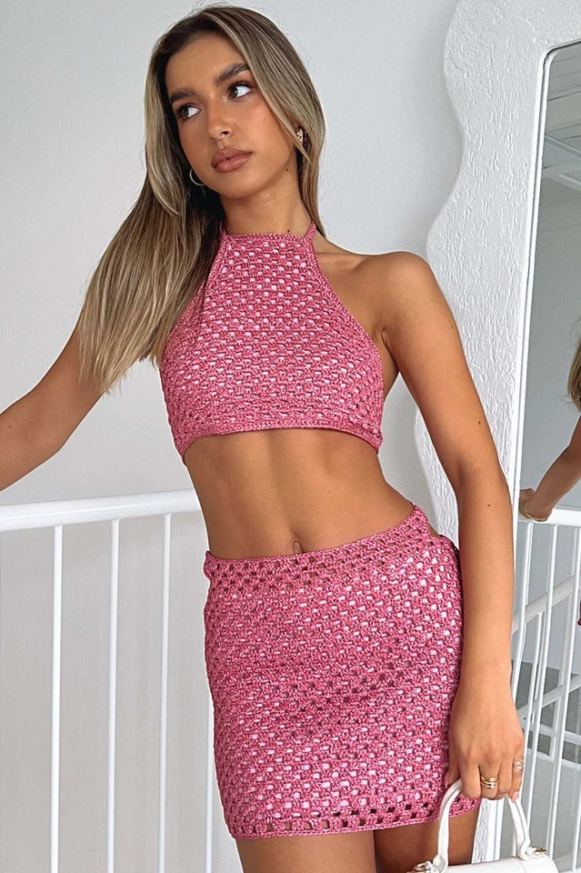 Cutout Crochet Top + Skirt Set - Image 18