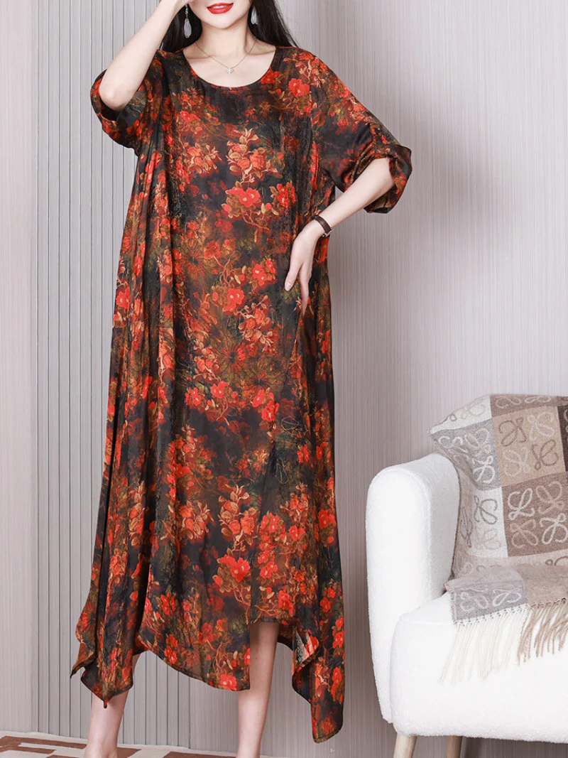Daily Ritual Round Neck Middle Waist A-line Dress - Image 4