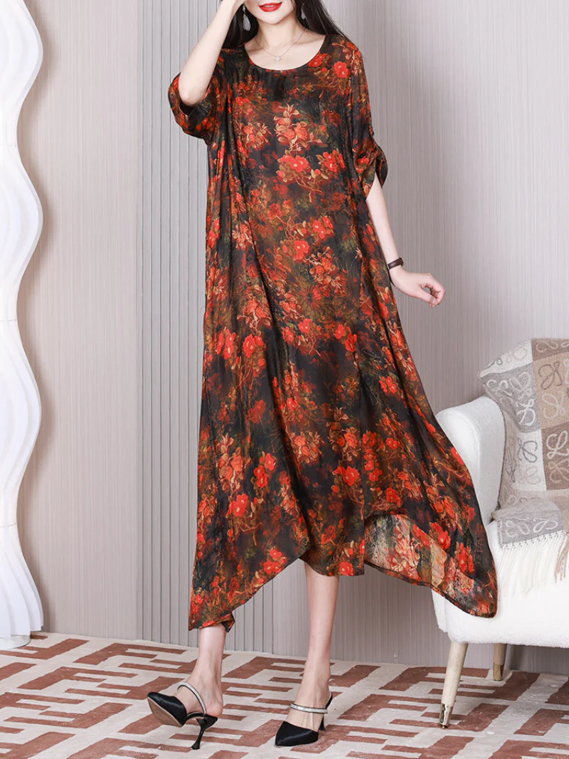 Daily Ritual Round Neck Middle Waist A-line Dress - Image 5
