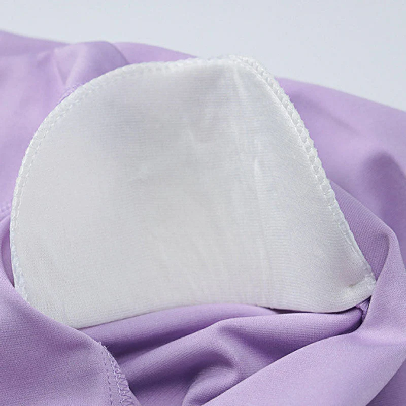 Dainty Lapel Collar Shoulder Pad Crop Blazer Bodycon Mini Skirt Matching Set - Purple - Image 4