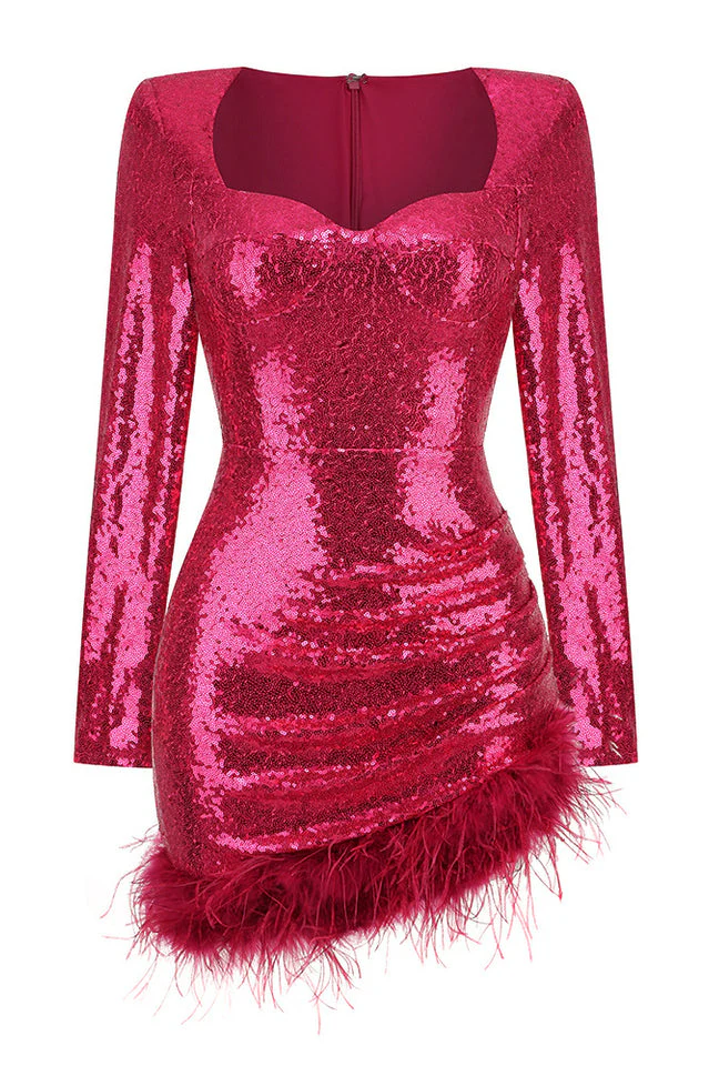 Daria Sequin Feather Mini Dress - Image 20