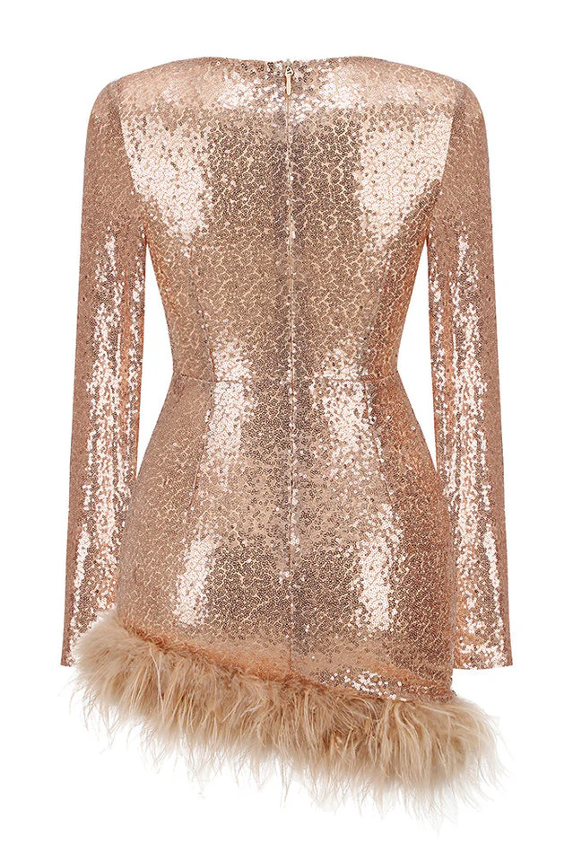 Daria Sequin Feather Mini Dress - Image 24