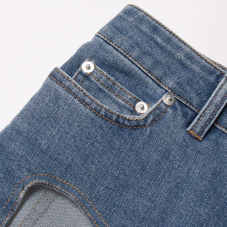 MIDORY Mesh HIGH WaistED PATCHWORK JEANS - Image 10