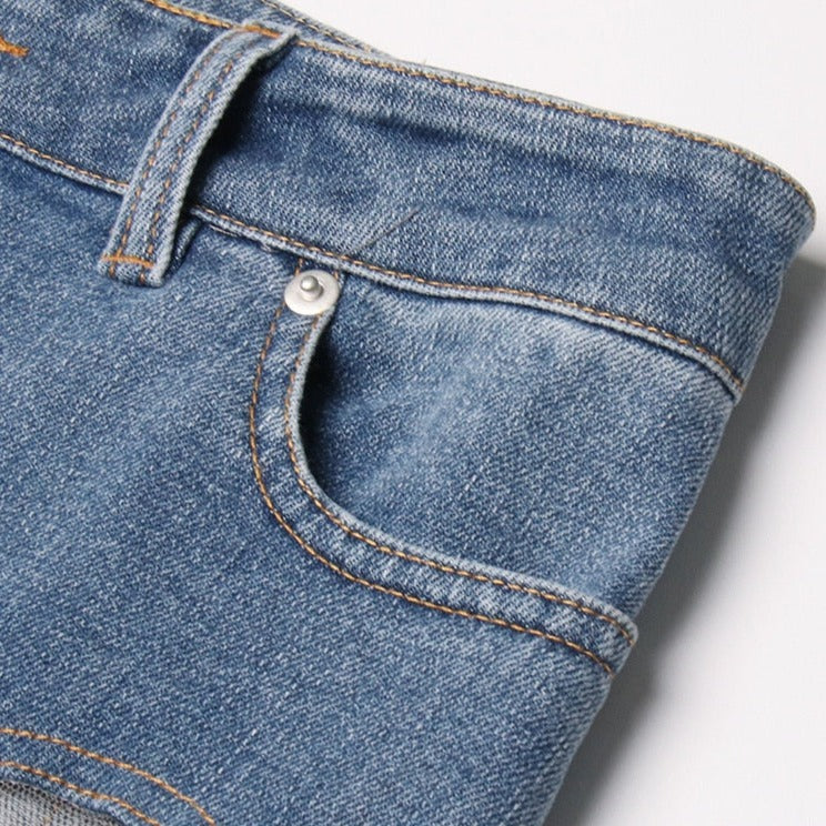 MIDORY Mesh HIGH WaistED PATCHWORK JEANS - Image 13