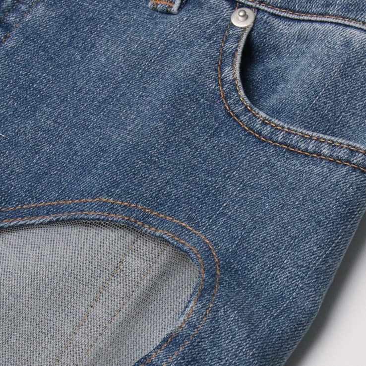 MIDORY Mesh HIGH WaistED PATCHWORK JEANS - Image 15
