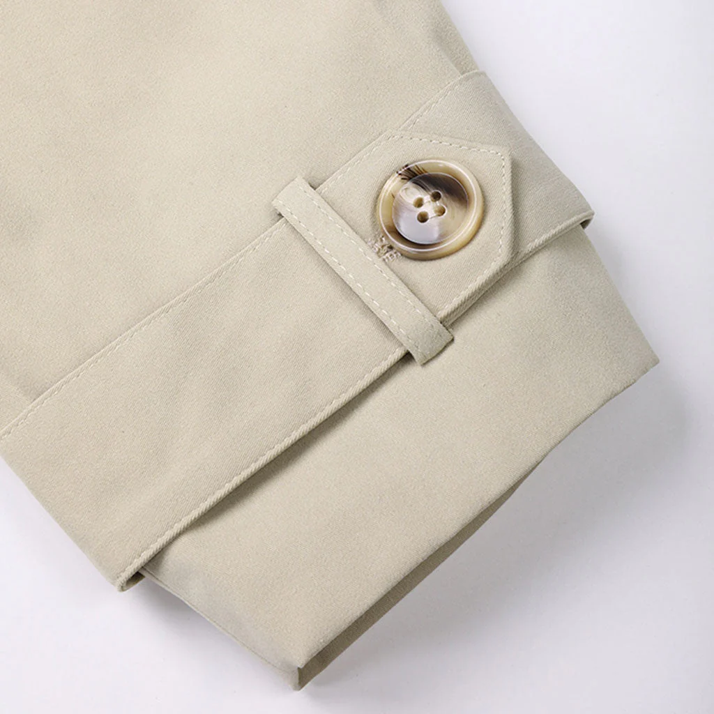 Deconstructed Crossed Front Collared Double Breasted Long Sleeve Trench Coat - Image 4