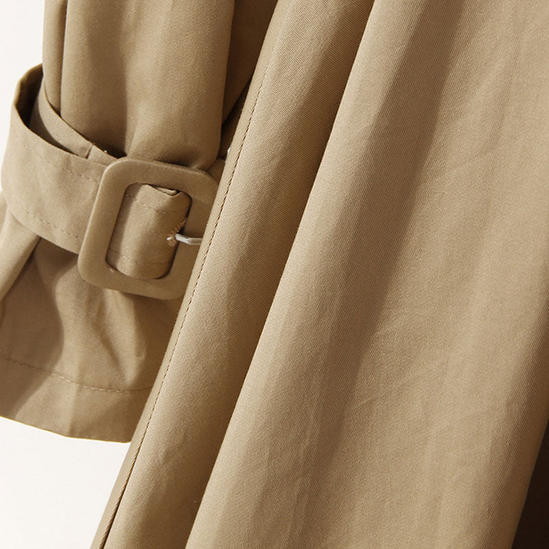 Deconstructed Hybrid Faux Leather Panel Lapel Collar Double Breasted Trench Coat - Image 5