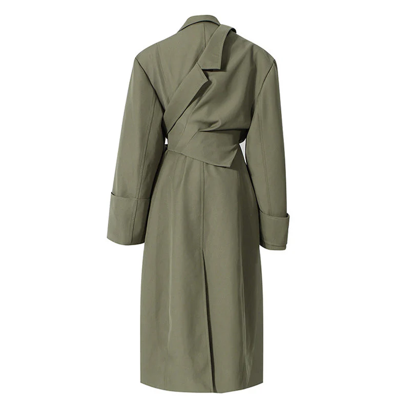 Deconstructed Lapel Collar Single Breasted Detachable Layered Trench Coat - Image 2