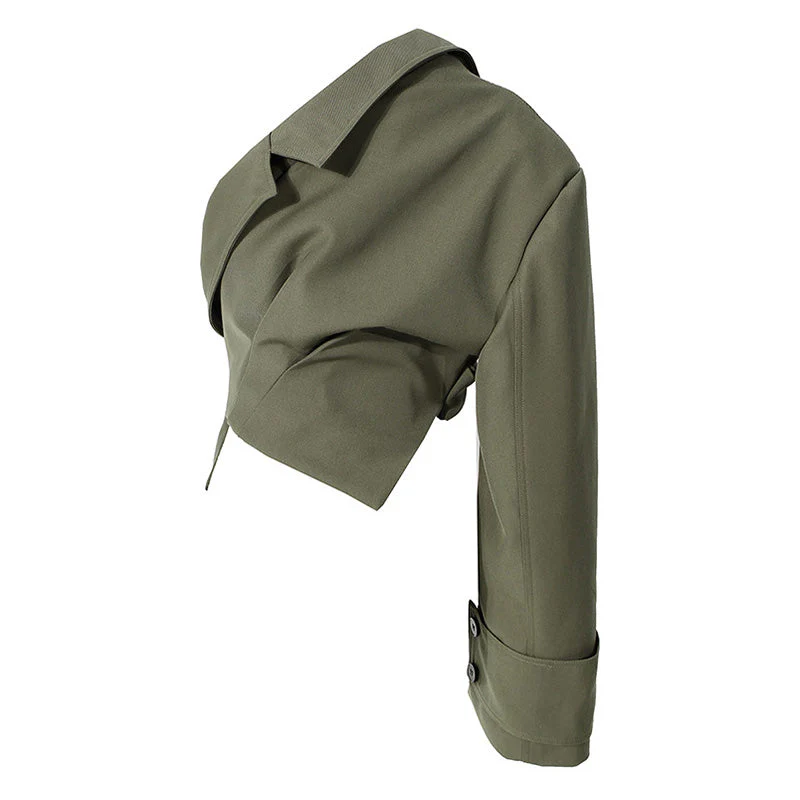 Deconstructed Lapel Collar Single Breasted Detachable Layered Trench Coat - Image 3