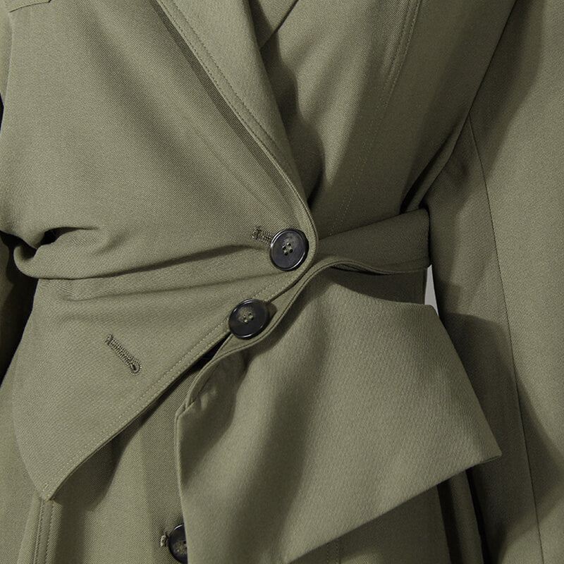 Deconstructed Lapel Collar Single Breasted Detachable Layered Trench Coat - Image 4