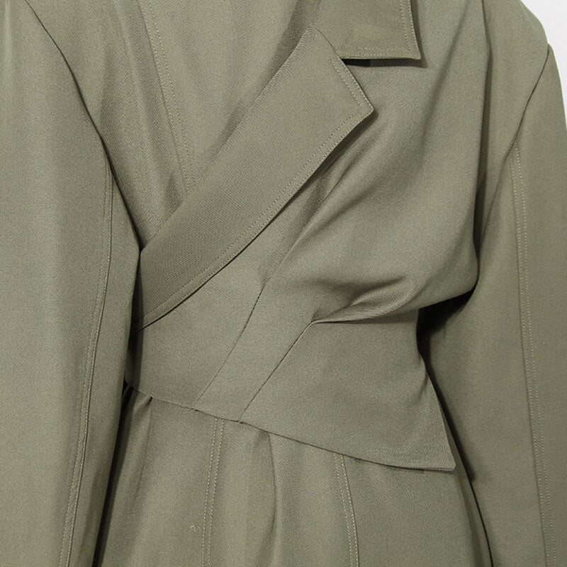 Deconstructed Lapel Collar Single Breasted Detachable Layered Trench Coat - Image 5