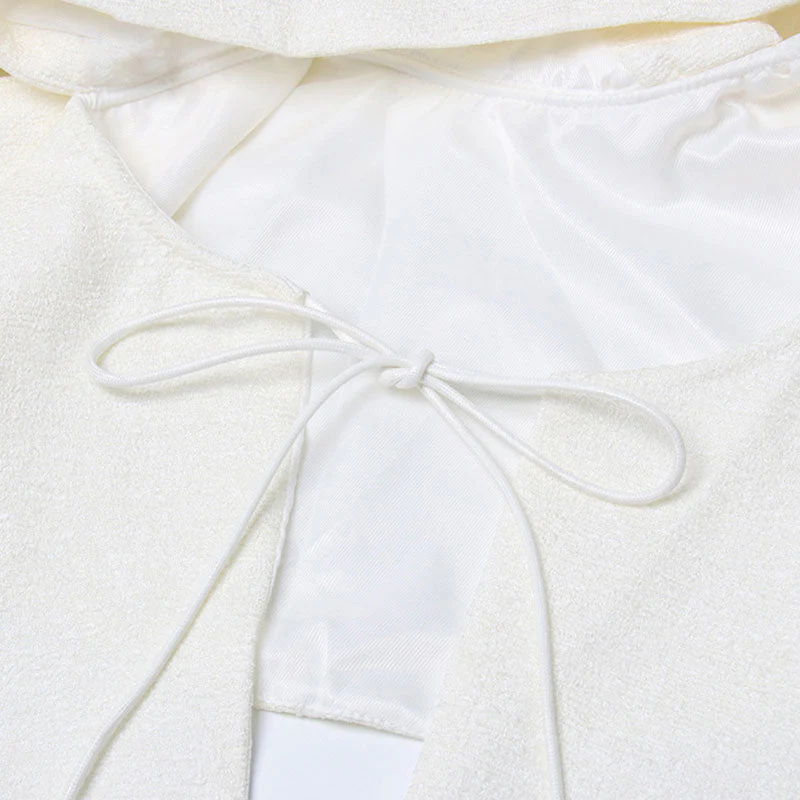 Deconstructed Ruffle CutOut Side Puff Sleeve Asymmetrical Peplum Jacket - Image 5
