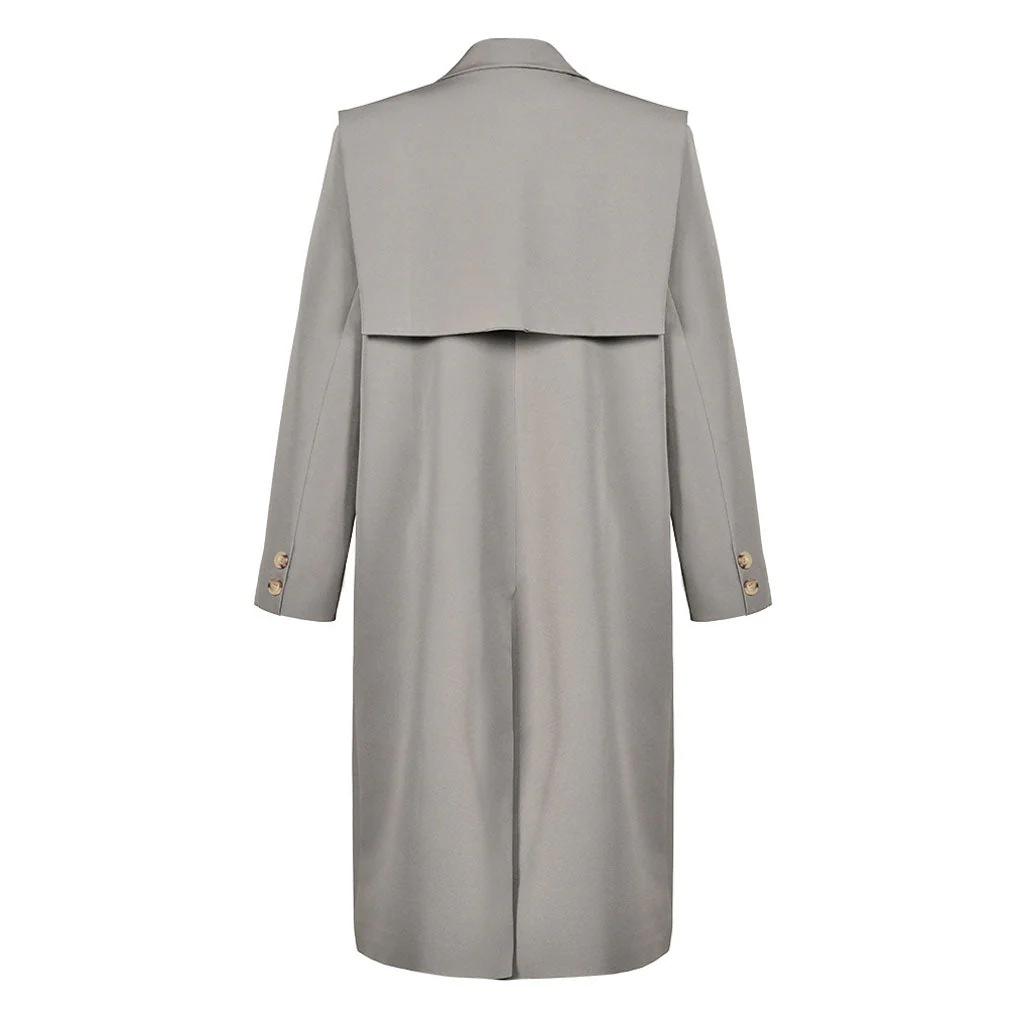Deconstructed Storm Flap Collared Single Breasted Long Sleeve Layered Trench Coat - Image 3