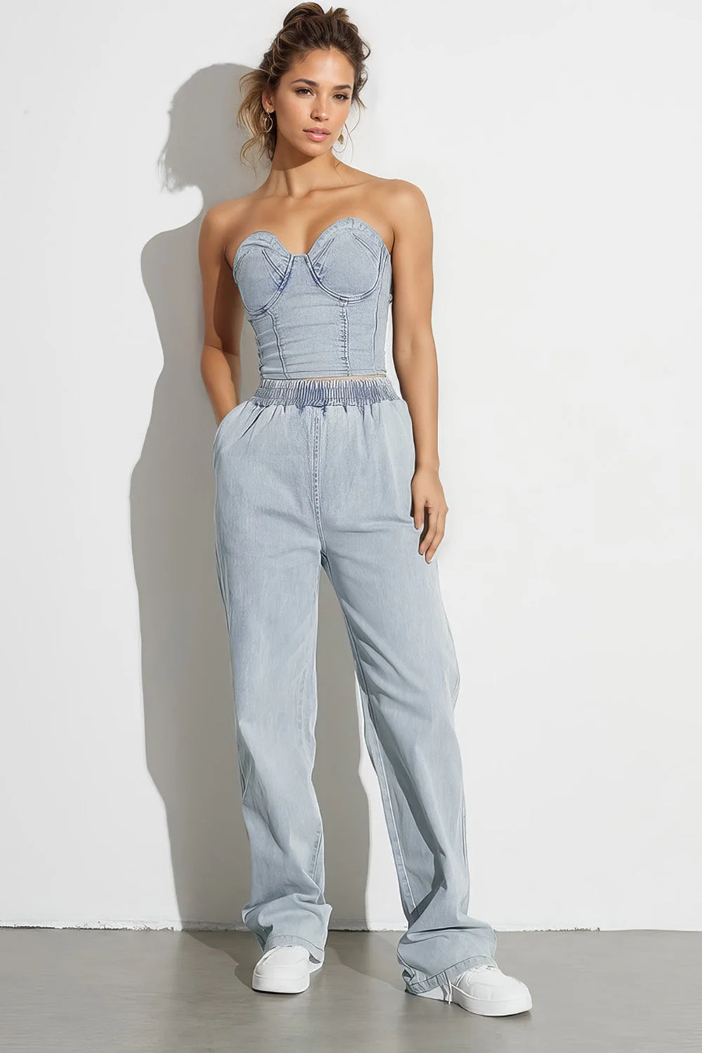 Denim 2-Piece Set - Blue - Image 2