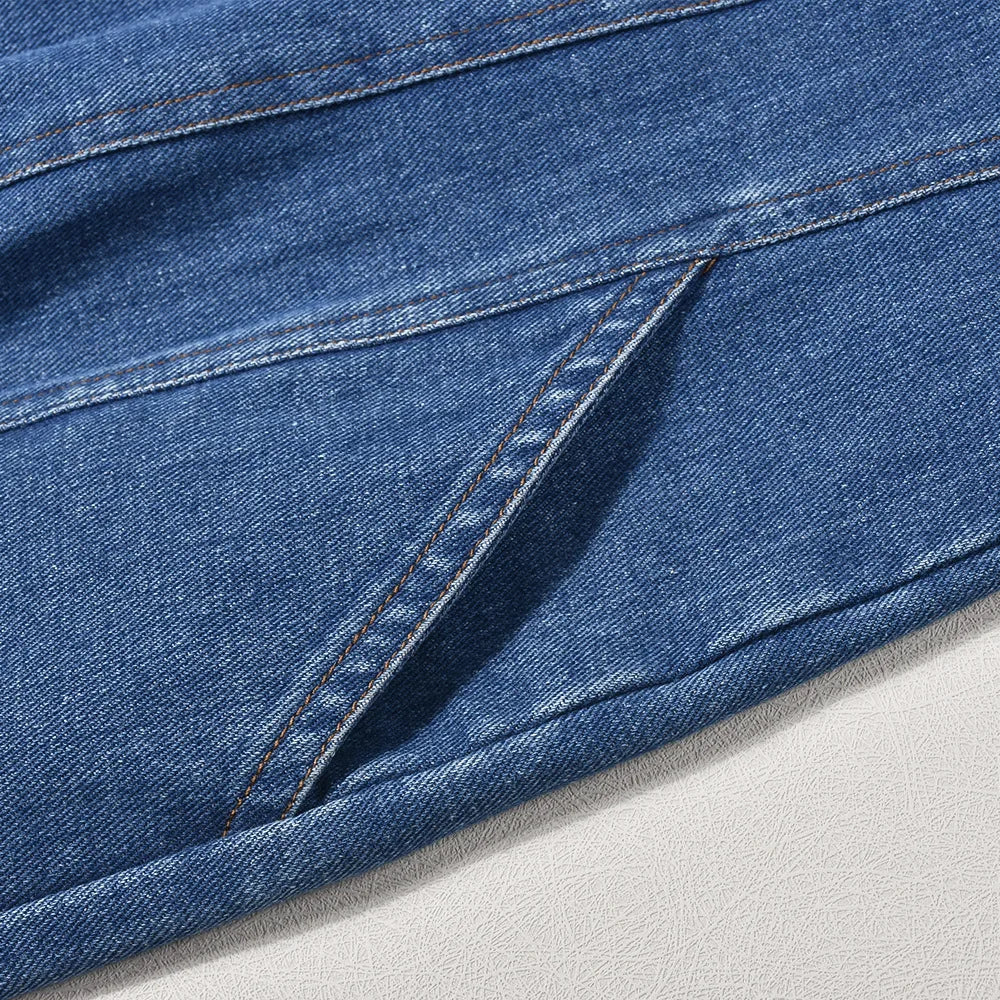 DENIM SleeveLESS Mini Dress with FLowER DETAIL - Image 8