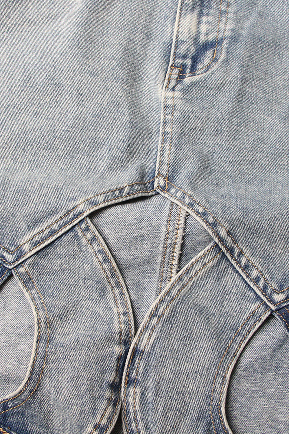 Denim Midi Skirt with Cuts - Blue - Image 2