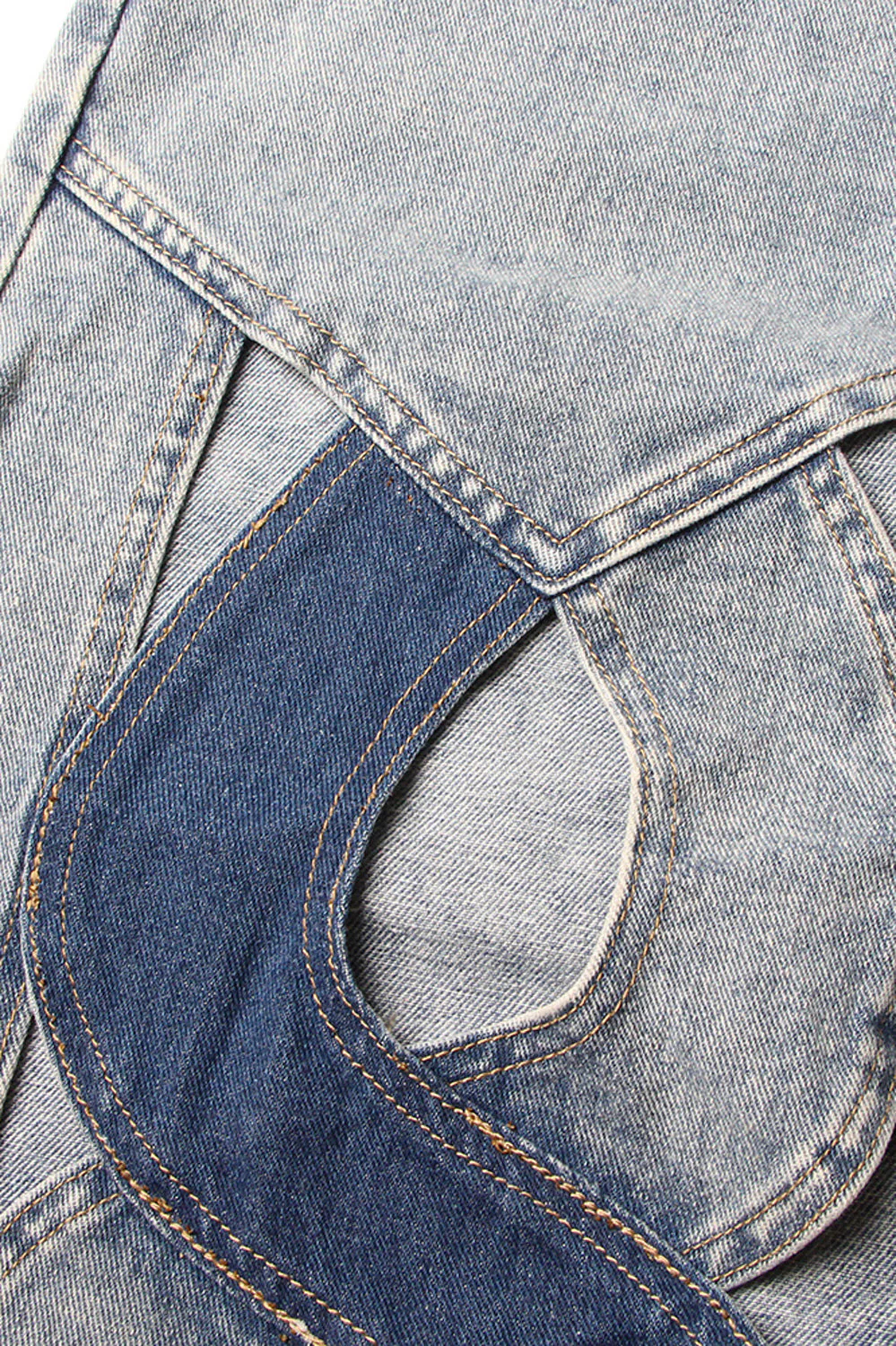 Denim Midi Skirt with Cuts - Blue - Image 3