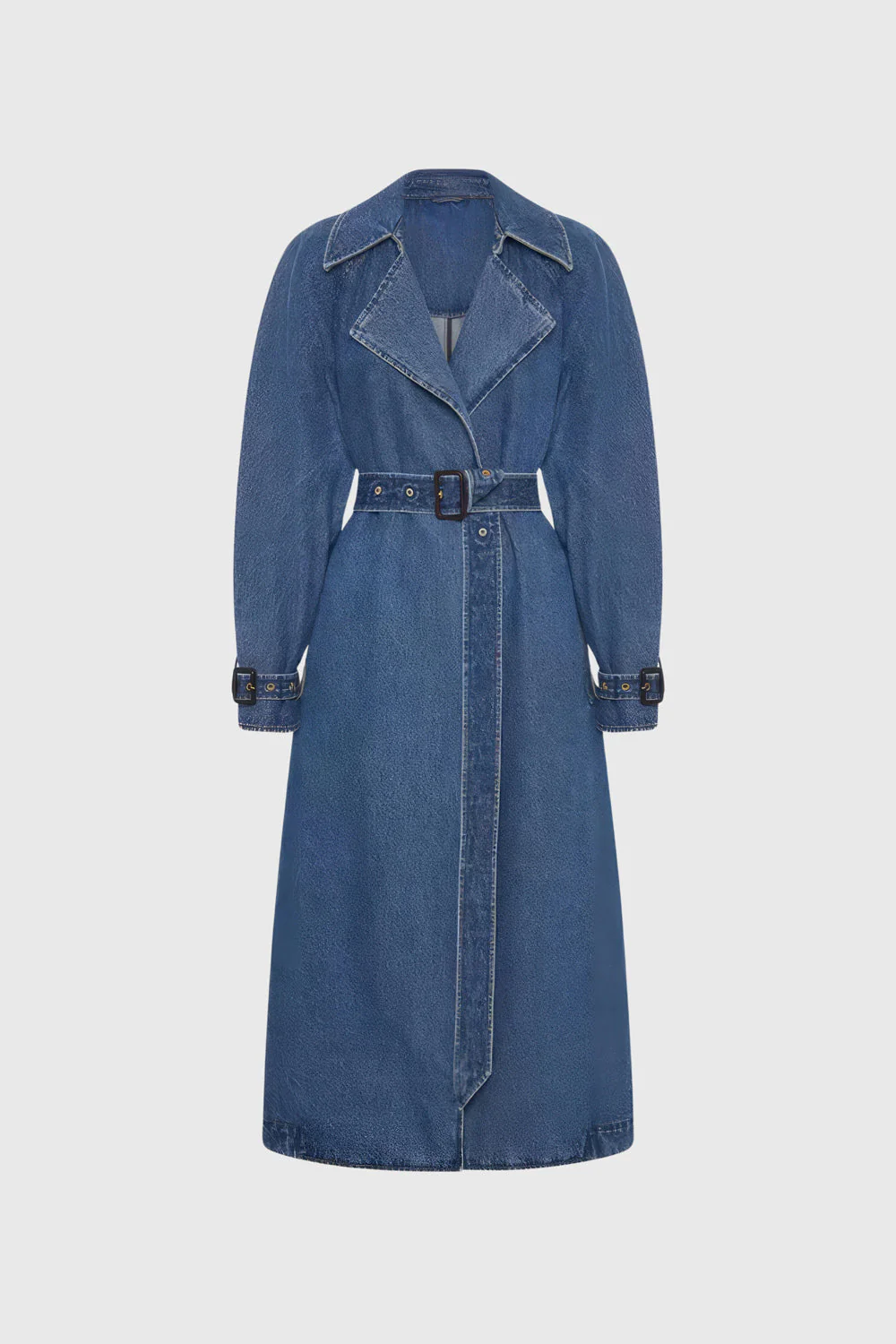 Denim Trenchoat with Belt - Blue - Image 2