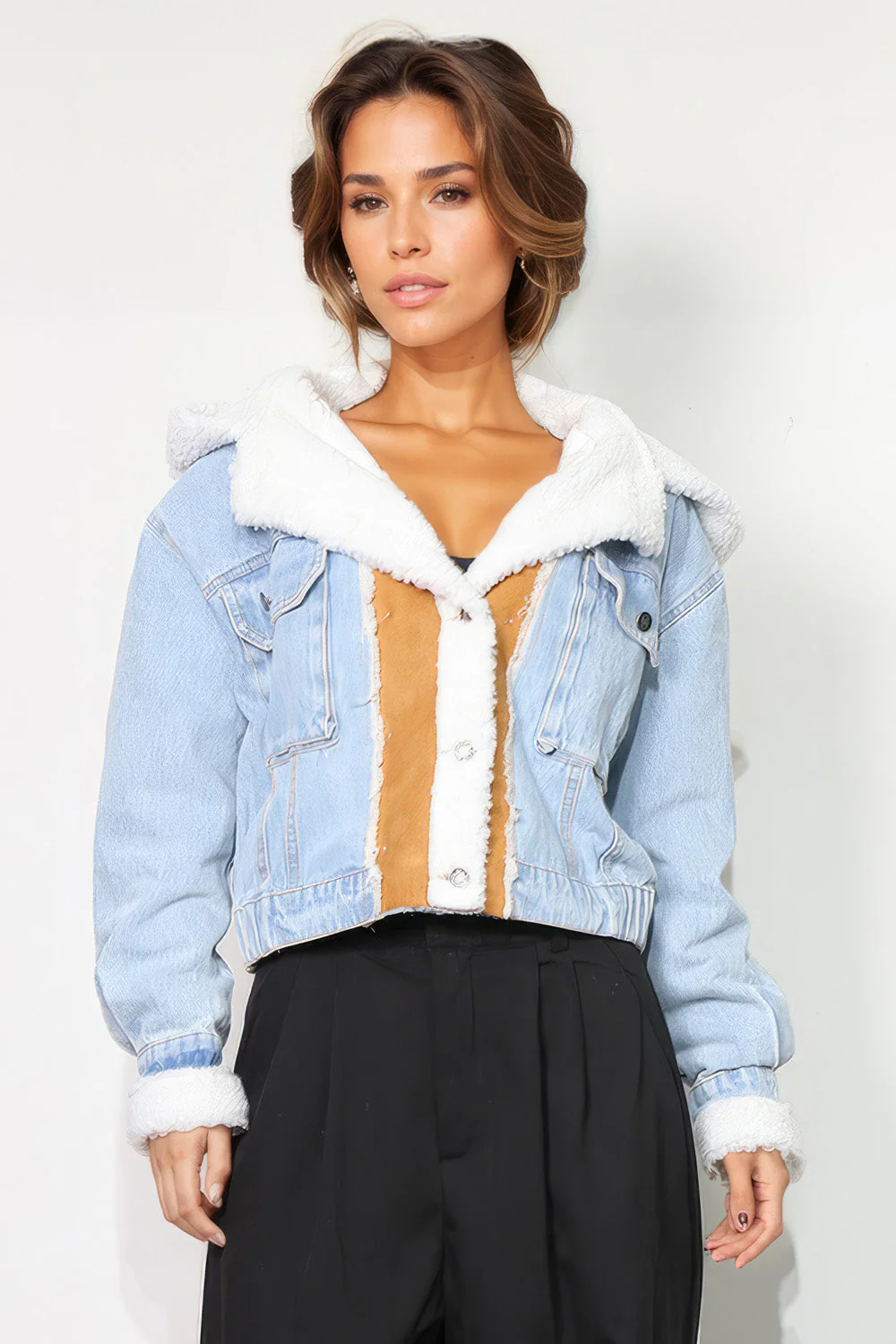 Denim Wool Jacket - Blue - Image 3