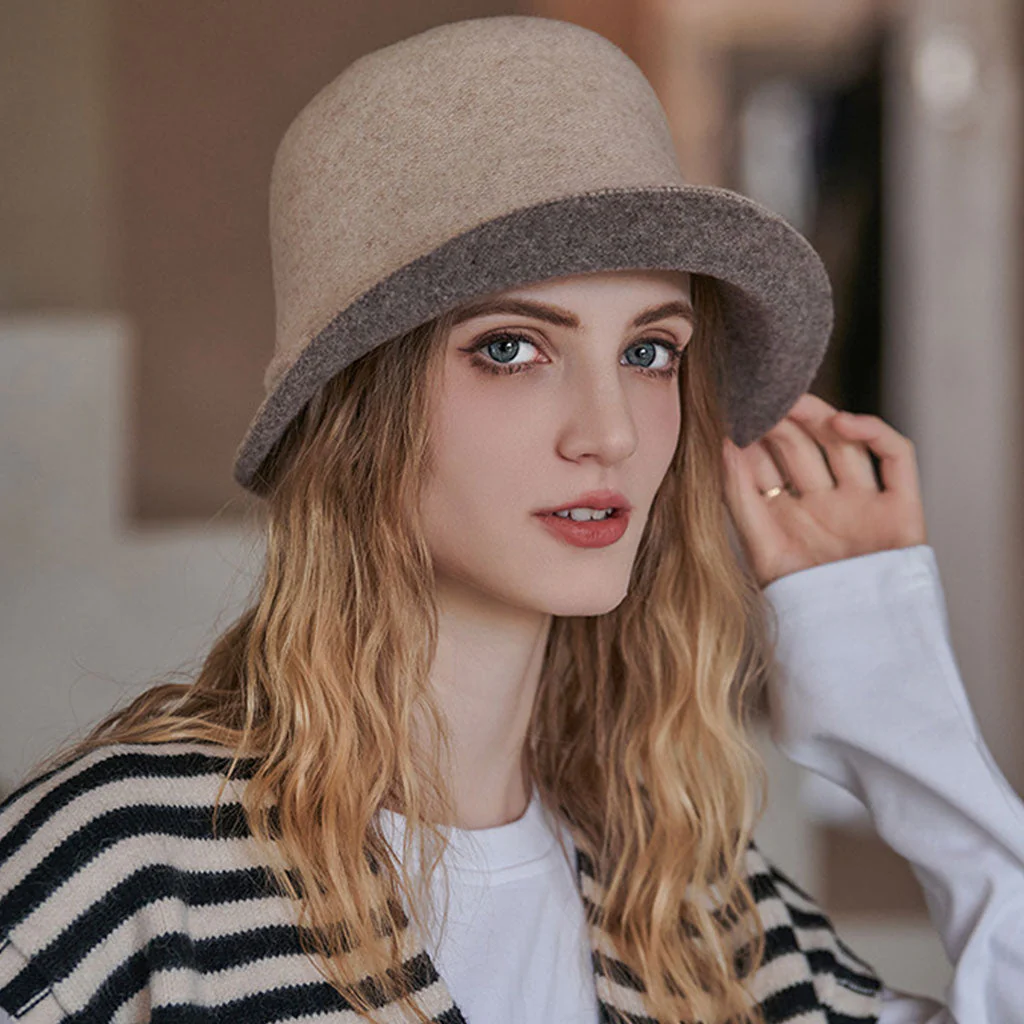 Derby Classic Round Top Flared Brim Wool Blend Bowler Felt Hat - Image 4
