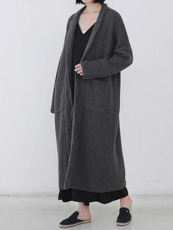 Diamond Long Cardigan Sweater with Pocket - Image 10