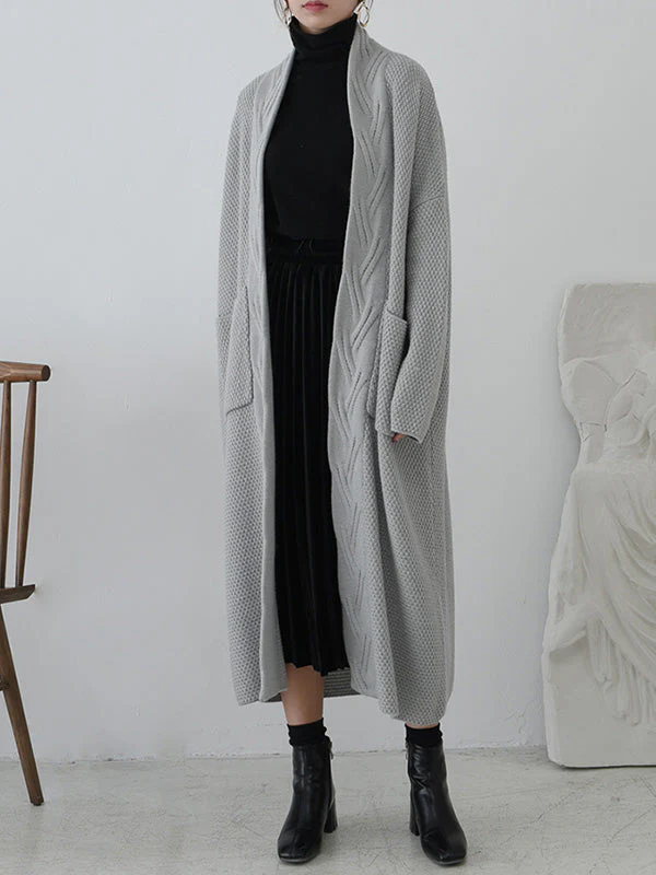 Diamond Long Cardigan Sweater with Pocket - Image 2