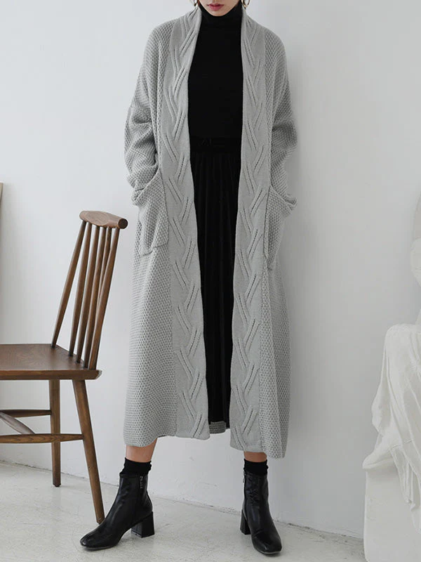 Diamond Long Cardigan Sweater with Pocket - Image 4