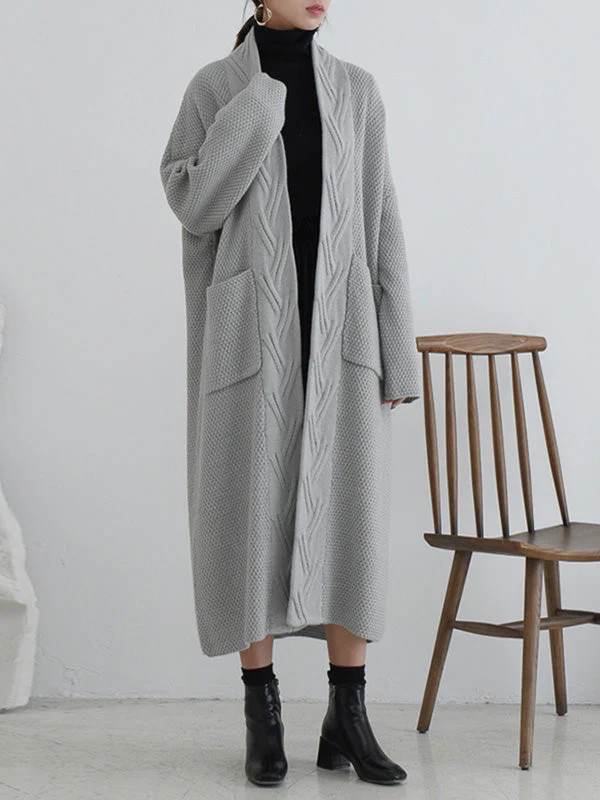 Diamond Long Cardigan Sweater with Pocket - Image 5