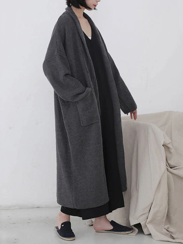 Diamond Long Cardigan Sweater with Pocket - Image 9