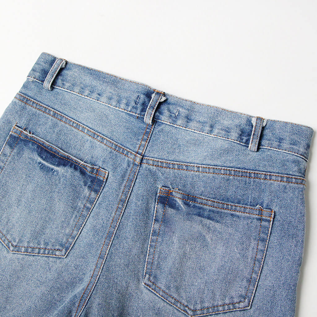 Distressed Ripped Detail Lace Up Front Cut Off Bermuda Denim Shorts - Image 5