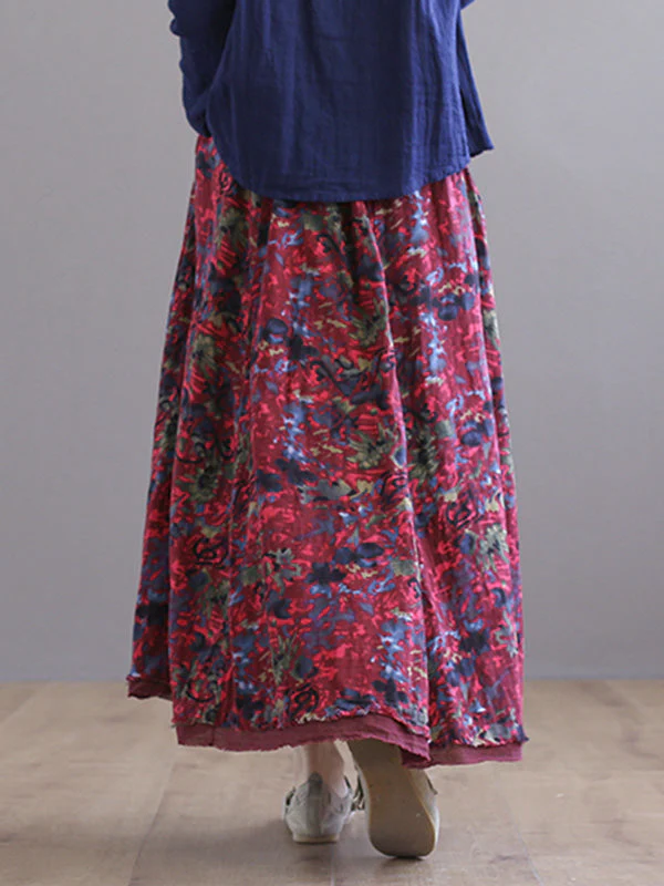 Double Layers Floral Printing Skirt - Image 13