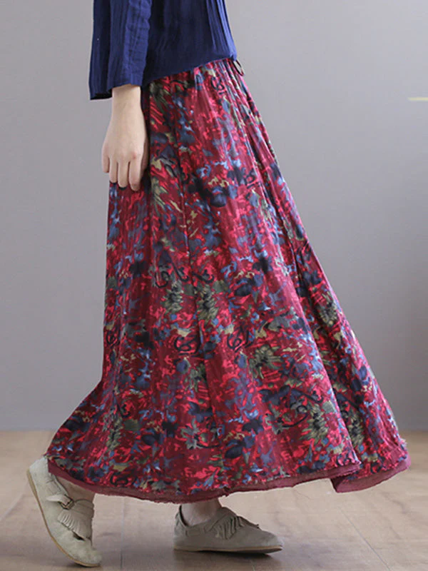Double Layers Floral Printing Skirt - Image 15