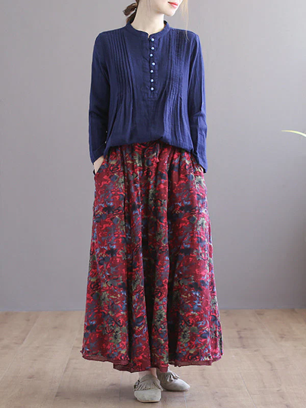 Double Layers Floral Printing Skirt - Image 16