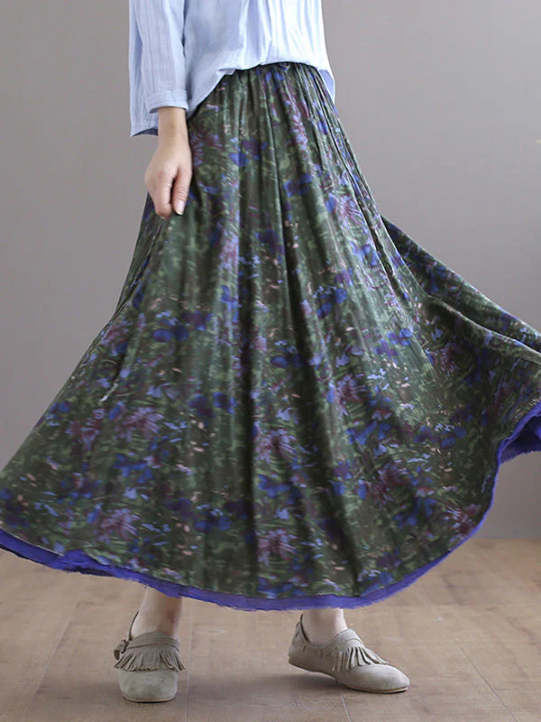 Double Layers Floral Printing Skirt - Image 4
