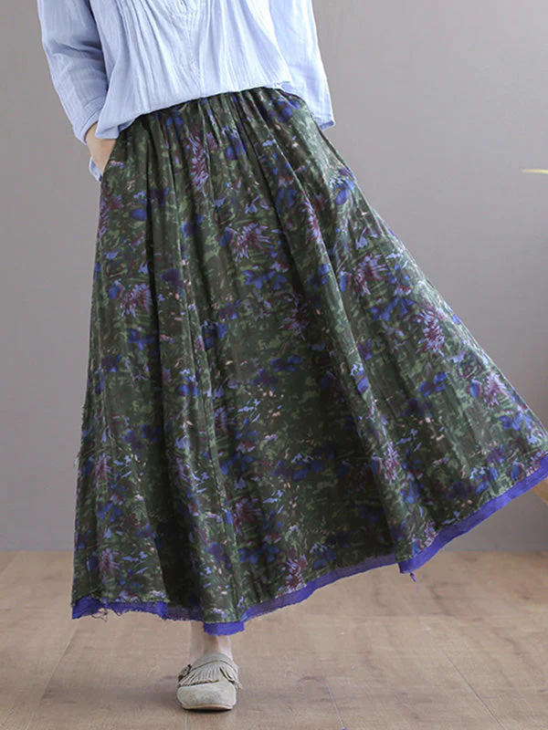 Double Layers Floral Printing Skirt - Image 5