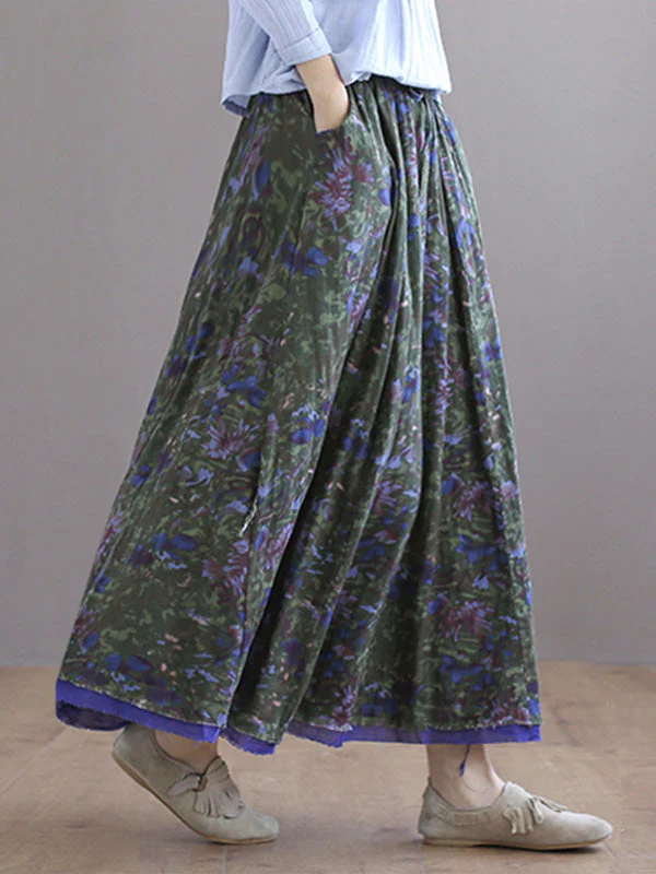 Double Layers Floral Printing Skirt - Image 6