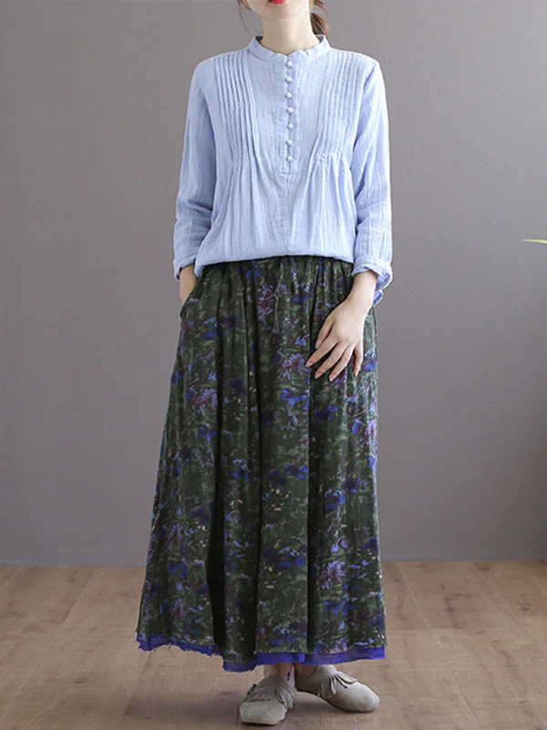 Double Layers Floral Printing Skirt - Image 8