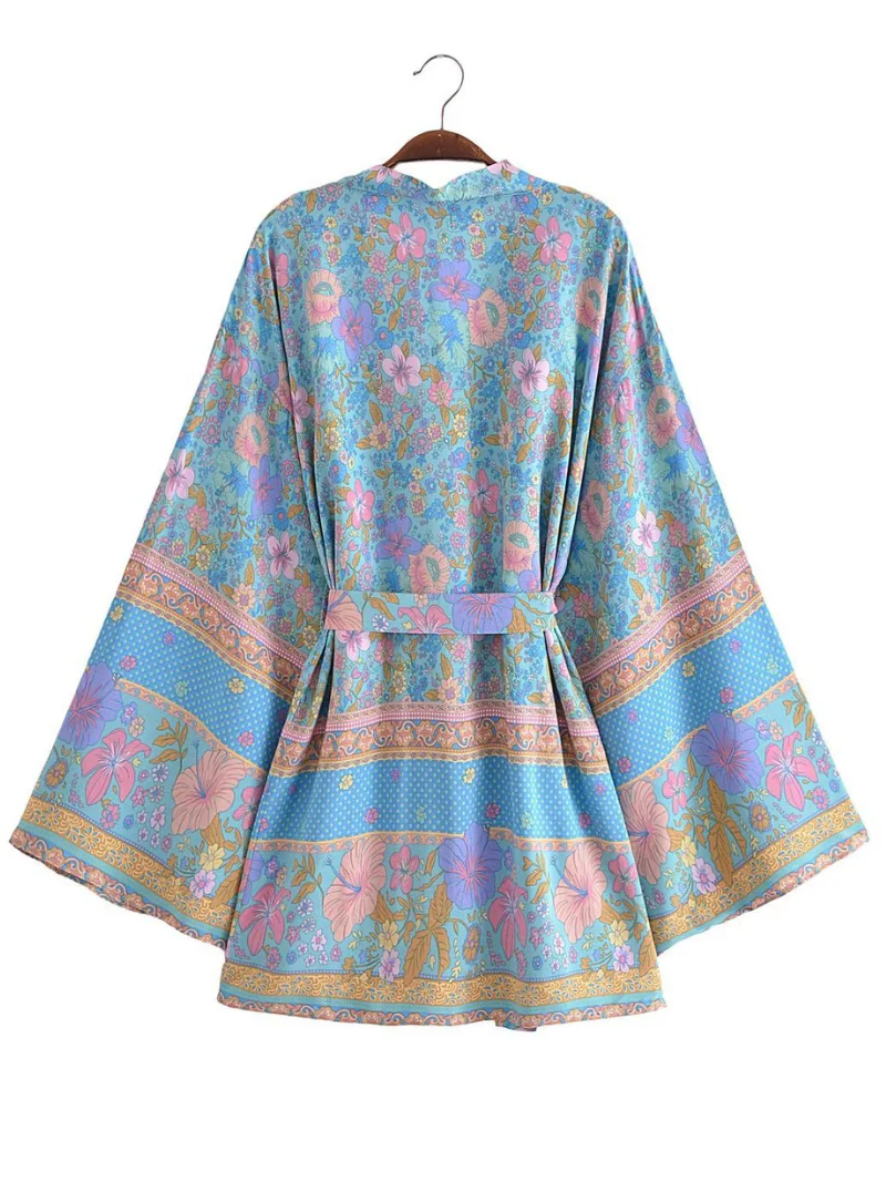 Down To Earth Cotton Floral Short Kimono Jcaket - Image 6