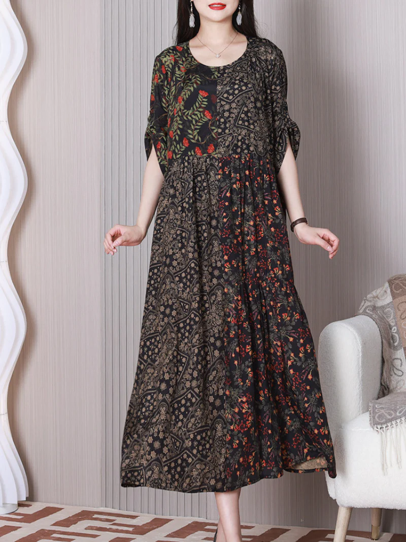 Down To Earth Round Neck A-line Dress - Image 3