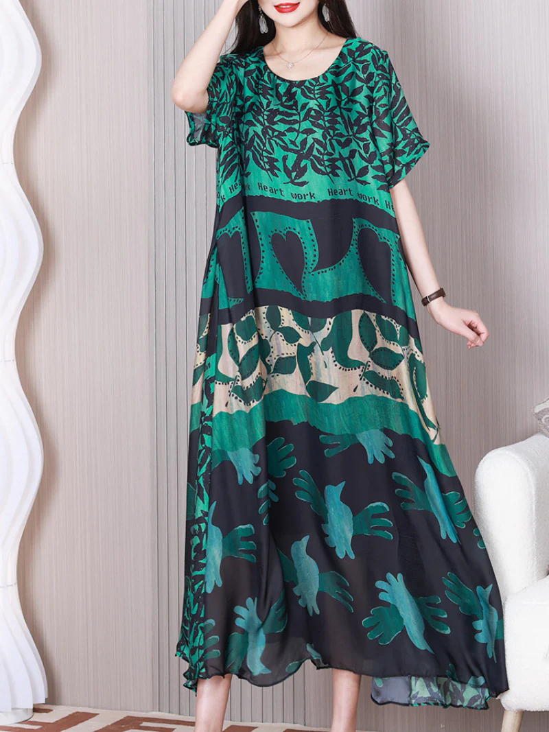 Dream Girl Round Neck Short Sleeves A-line Dress - Image 2