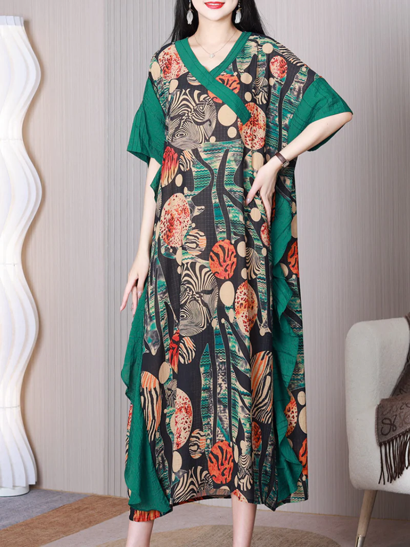 Dream Girl V-neck Short Sleeves Kaftan Dress - Image 3