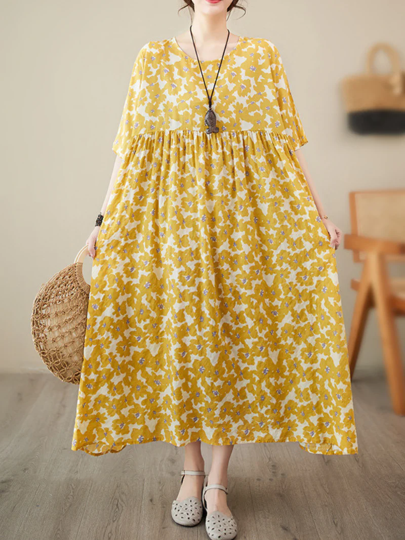 Drop a picture Cotton Round Neck Smock Dress - Image 5