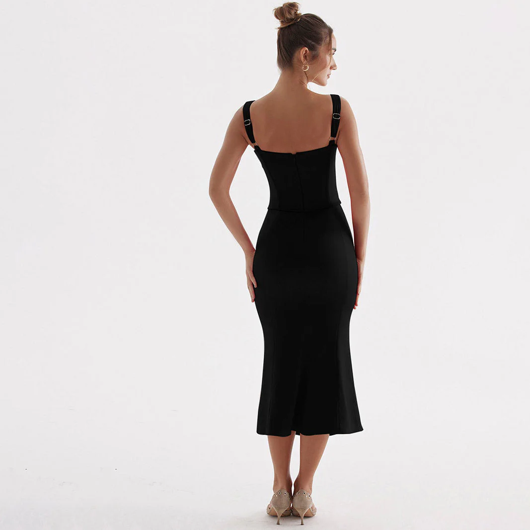 DYNA CORSET STRAPS Lace UP MIDI Dress - Image 12