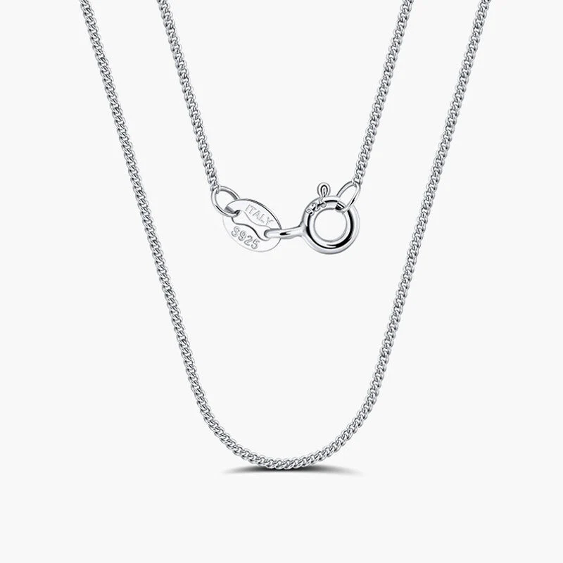 Dynamic Pure Color Sterling Silver Polished 1MM Curb Chain NeckLace - Image 2