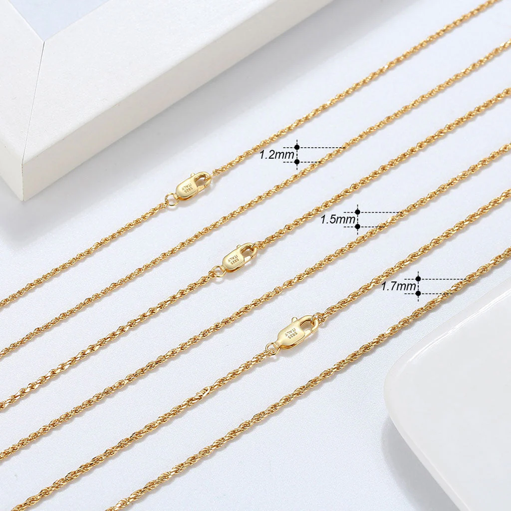 Dynamic Twisted Rope Pure Color Sterling Silver 1.5MM Chain NeckLace - Image 3