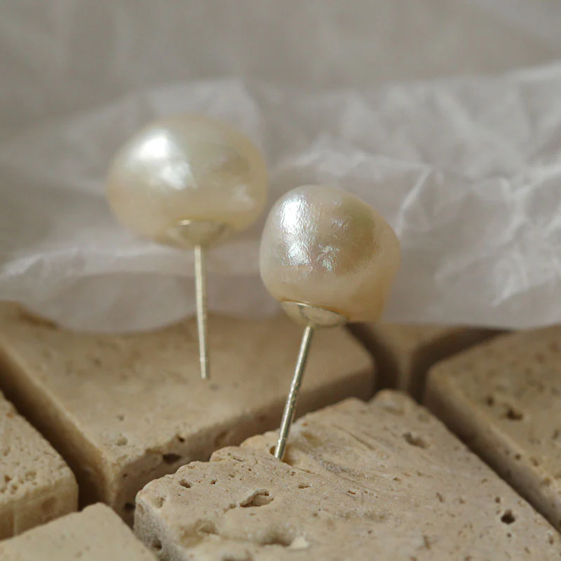 Easy To Match Simple Natural Baroque Freshwater Pearl Stud Earrings - Image 5