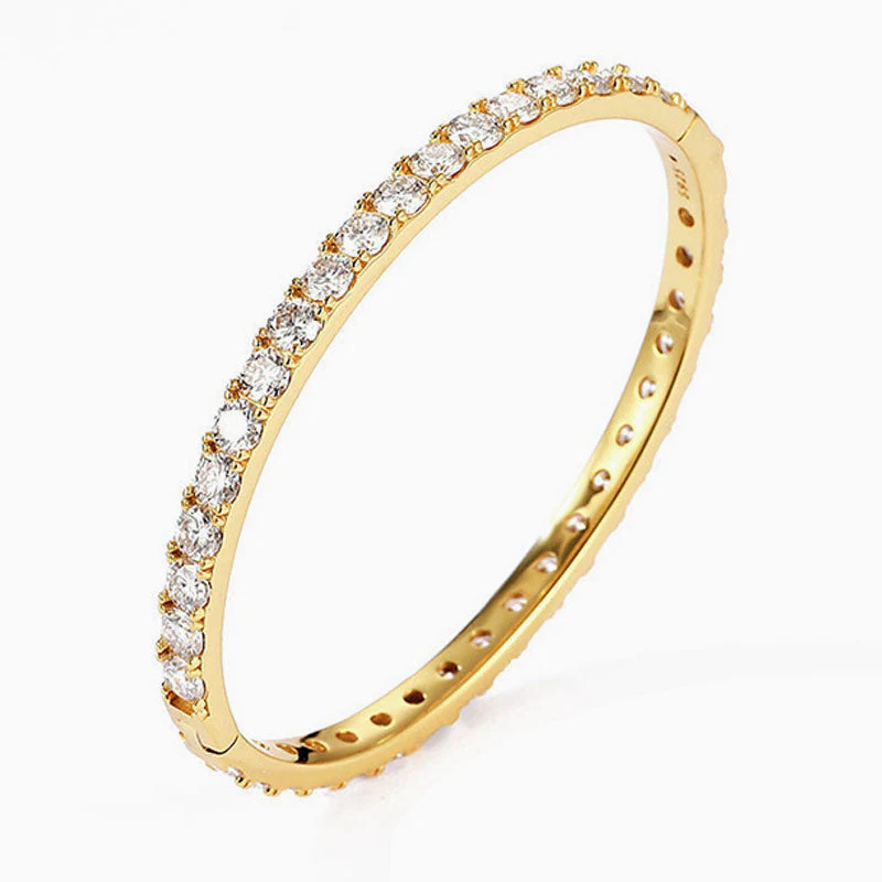 Easy To Match Sterling Silver 4MM Moissanite Eternity Bangle Bracelet - Image 2