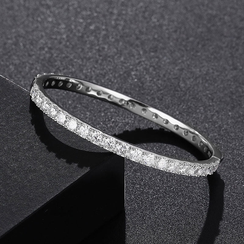 Easy To Match Sterling Silver 4MM Moissanite Eternity Bangle Bracelet - Image 4