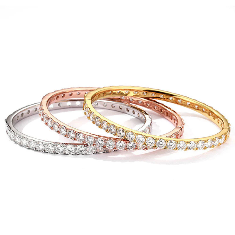 Easy To Match Sterling Silver 4MM Moissanite Eternity Bangle Bracelet - Image 5